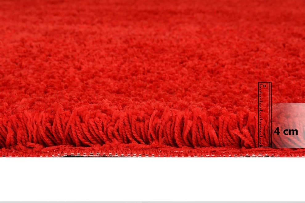 Image of Super Soft Microfiber Bedside Runner for Bedroom, Kitchen, Office, 2 x 5 Feet, Colour: Red, Thickness 1.5 Inches