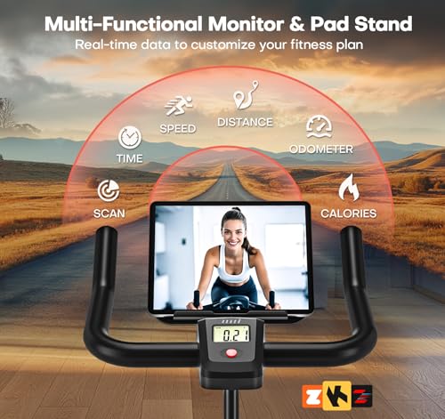Exercise Bike, CHAOKE Stationary Bike for Home Fitness, Ultra-Quiet Magnetic Resistance Indoor Cycling Bike, Large Tablet Holder, Comfortable Seat, LCD Display, Strength Training - Image 5