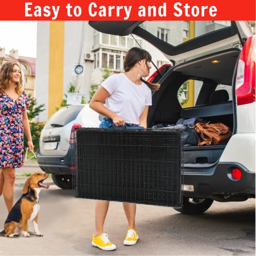 Large Dog Crate Kennel 48 Inch Metal Wire Dog Crate, Double-Door Folding Indoor and Outdoor Pet Dog Crates Dog Kennel… - Image 6