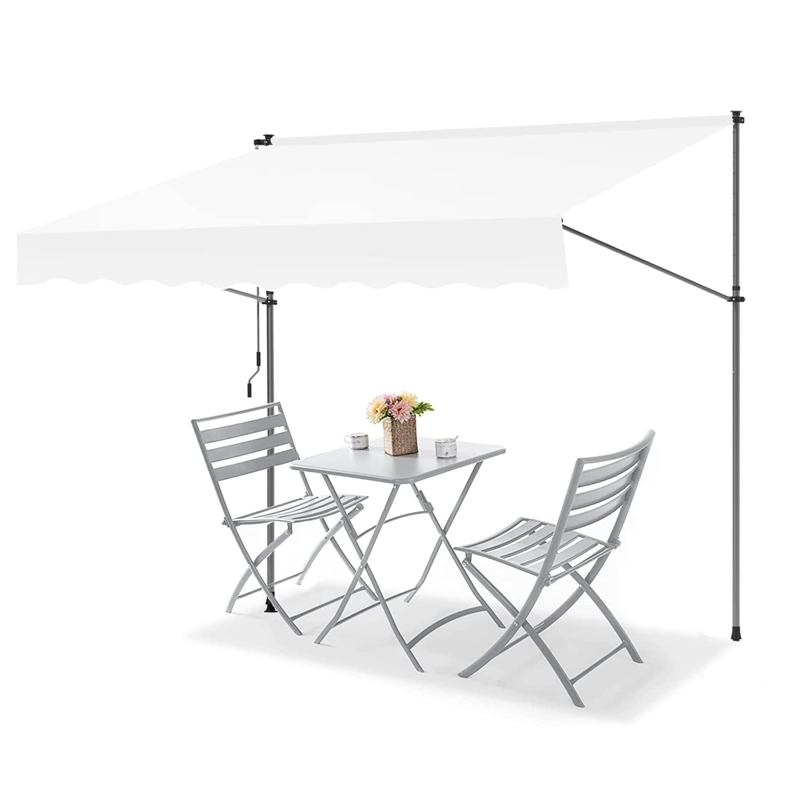 Auvent d'extérieur rétractable 2x1,2m en polyester blanc pour la protection solaire du balcon