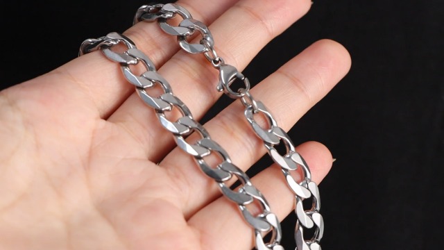 Men's Stainless Steel Rolo Link Chain Necklace Bracelet | 2.5-10mm Thick Silver Tone - View #2