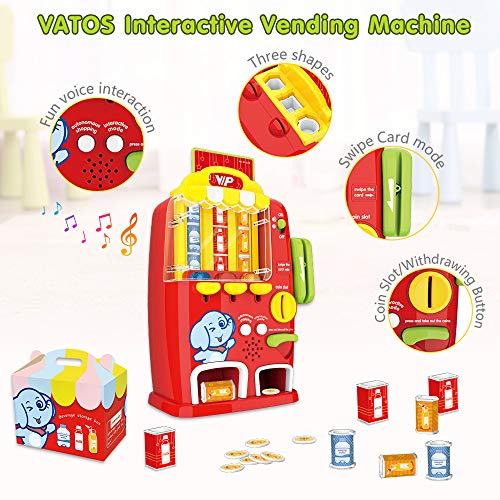 Vatos Interactive Vending Machine Toy - Pretend Play For Toddlers Age 3 4 5 Years Old Kids Drink Machine Games Light & Sound Educational Toys Early Development Toy,Fun Gift For Boys Girls #TOP1