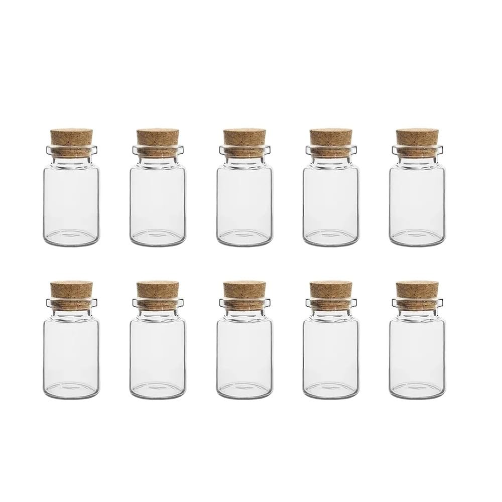 GOCENJIU Cork Stopper Jar 10pcs Mini Transparent Glass Bottles, Wedding Decor Jars Storage Vials with Cork Stopper for DIY Container