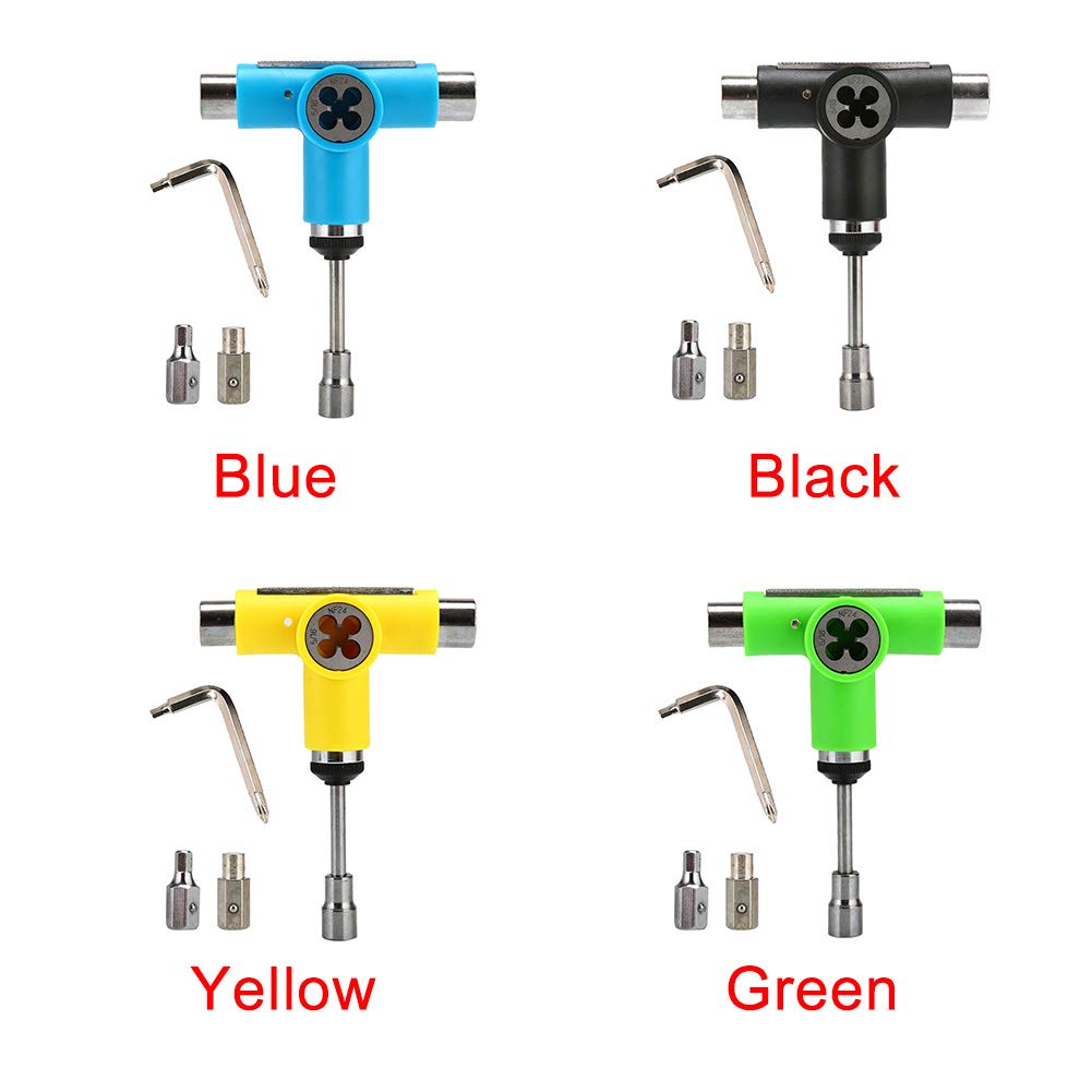 Skateboard T Tool, Tragbares Skate Werkzeug mit Ratsche, All-in-One Skateboard T-tool, Schraubenschlüsselset mit Inbusschlüssel, für Roller, Skateboard