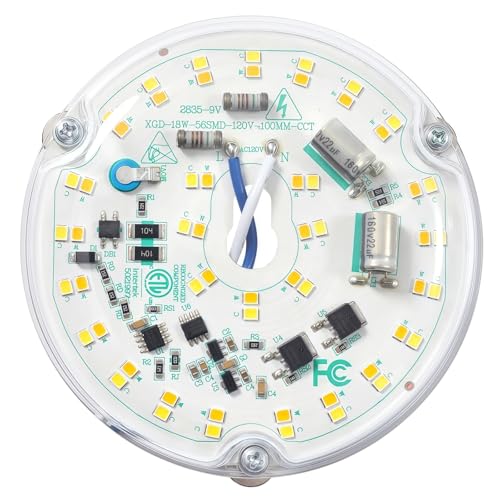 Ledytech 4 inch LED Retrofit Light Kit for Ceiling Fan Light Replacement Panel PCB 18W Color Temperature Adjustable 3000K 4500K 6000K 2200LM 120V CRI90 Dimmable