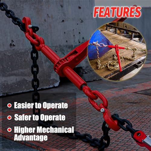 Image of Ratchet Chain Binders 1 /4''- 5 /16'', Load Binder with G70 Grab Hooks, Adjustable 1 /4 inch Binder for 1 /4 Chains, 2200 Pounds Working Load Limit- Heavy Duty Ratchet Binders for Towing (2 Pack)