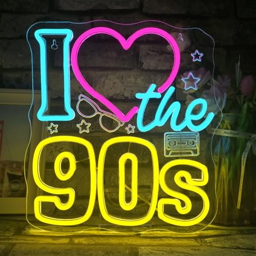 Image of I Love The 90s Neon Sign Vintage Neon Light Retro Wall Decor for Party
