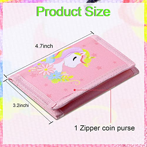 3 Pieces Kid Wallets For Girls Boys Ages 6-18 Canvas Trifold Wallets With Sticker And Zipper Pocket For Teens Birthday Christmas Gift (Pink, Purple, Green, Mermaid Style) #TOP2