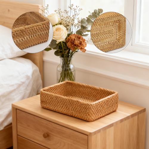 Panier de rangement rectangulaire en rotin tissé main - 8