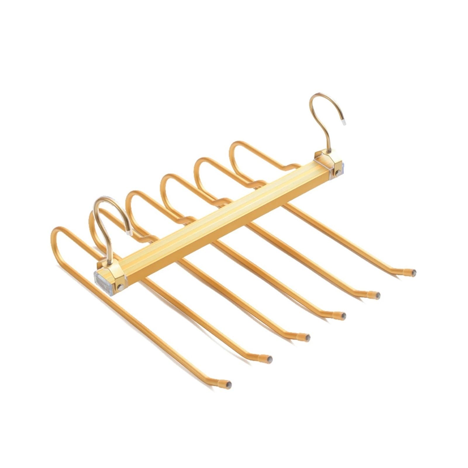 AXYLQJVZNC 6-in-1 Multi-Layer Aluminum Pants Hanger, 360° Rotatable Hook Storage Rack for Home Travel(Gold 1PCS)