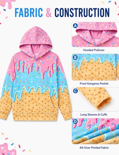 Move Dance Boys Baseball Hoodies Ice Cream Size 9-10 Pullover Sweatshirts - image 6