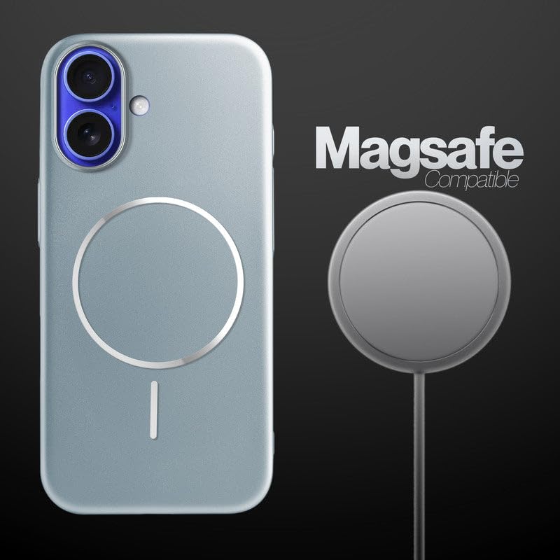 Image of AIBEX Ultra-Thin Mag-Saf Back Cover Case Compatible with iPhone 16| Slim Fit Scratch-Resistant Matte | Magnetic Wireless Charging | Microfibre Lining | Camera Protection (PC Material) - Silver