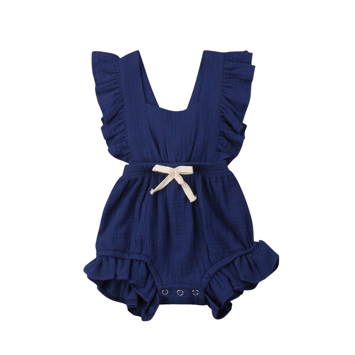 Infant Newborn Baby Girl Romper Ruffle Bowknot Bodysuit Jumpsuit Outfit Clothes Summer Blue/0-6M