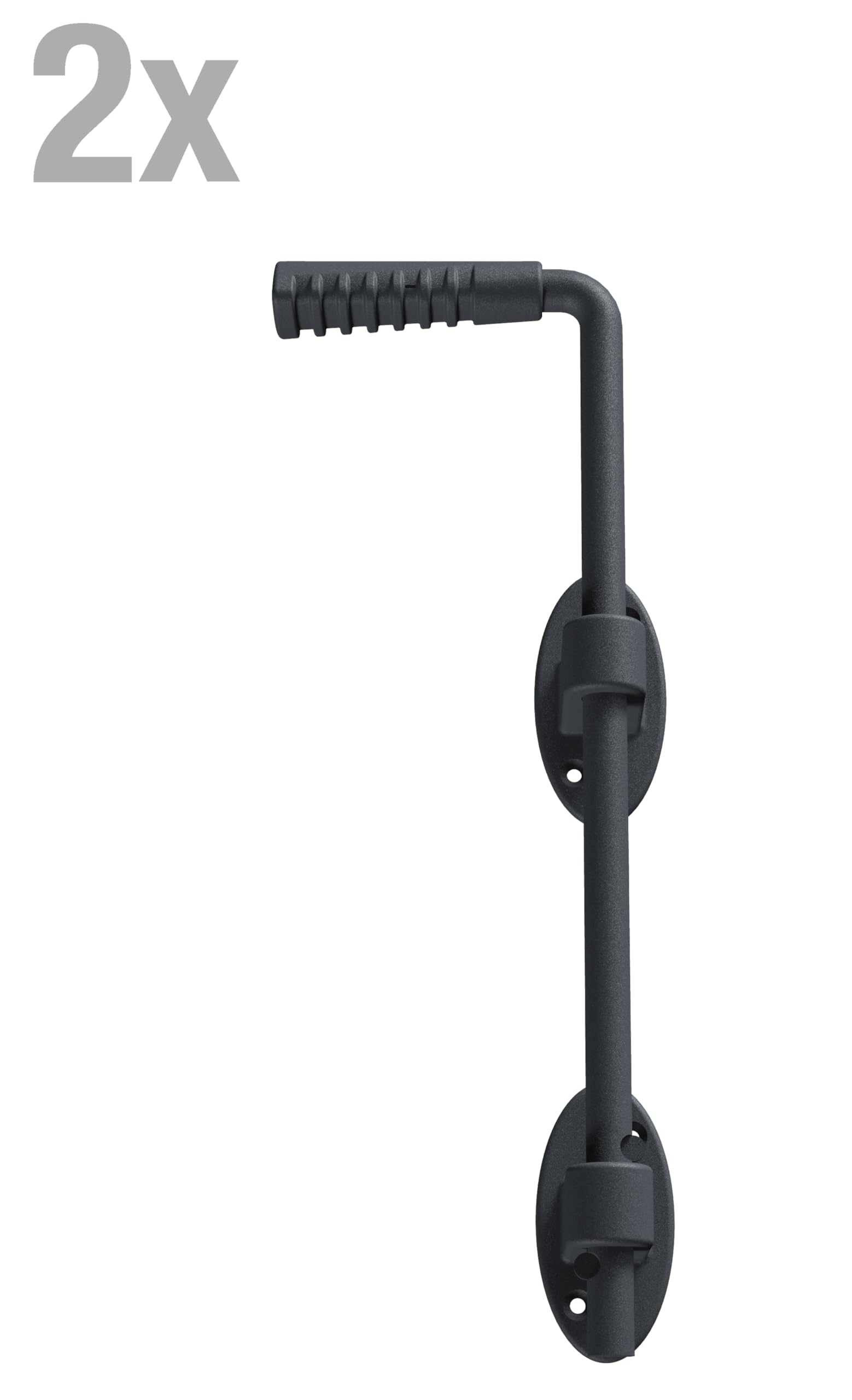 Alberts 839154 Verrou baïonnette Ovado | galvanisé, plastifié, en gris graphite | taille 400 x 16 mm | kit de 2