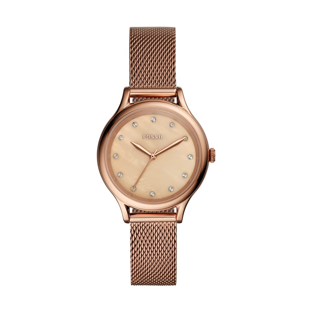 Fossil Leather Laney Analog Mother of Pearl Dial Womens Watch-Bq3392, Band Color:Rose Gold (B091M68PBR) Amazon Price History, Amazon Price Tracker