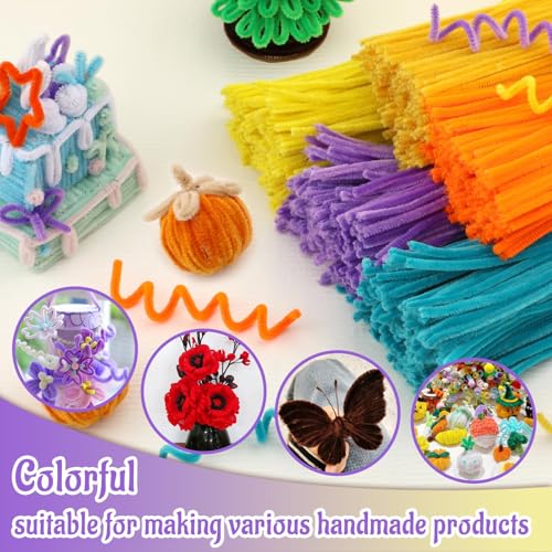 Image of Mnuizu 200Pcs Pipe Cleaners, Chenille Stems Fuzzy Sticks Craft Supplies | Pipe Cleaners Craft Bulk, Christmas Craft Supplies for DIY Art & Creative Crafts Party Decorations, Light Purple