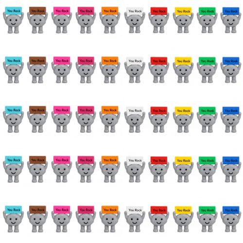 Meanovate 50Pcs Mini You Rock Figures Mini You Rock Stone Figurines Positive Gifts Birthday Encouragement Motivational Gifts for Colleague Teacher Coworker Staff (50)