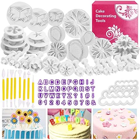 Buluri 84 Pcs Fondant Cutters Tools Set - DIY Fondant Cake Decorating Cutters Icing Sugarcraft Tools Kits - for Cake Decorating,Fondant,Syrup Biscuits,Almond Sugar,Sugar Craft Cover