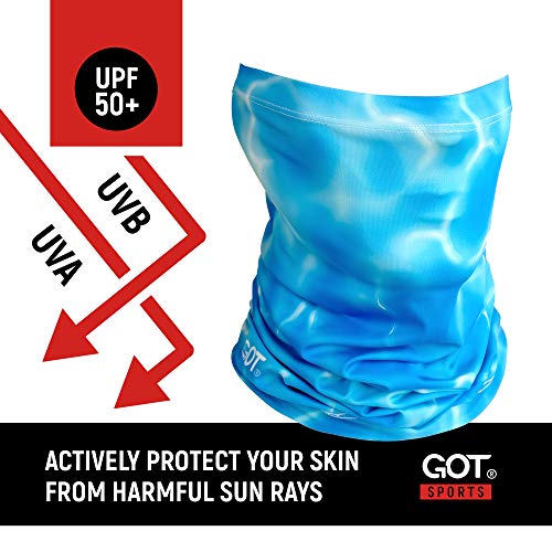 Got Sports Upf 50+ Fishing Neck Gaiter - Uv Face Mask Sun Protection For Men & Women - Camo Spf Face Cover Gator - Fishing, Hunting, Hiking (Aqua Blue) #TOP1