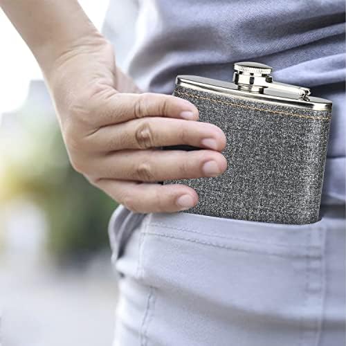 Hip Flask Set Stainless Steel Flask of Gifts for Men 7OZ Bar Party Camping Barbecue Portable Pocket Flask (Shiny Grey)