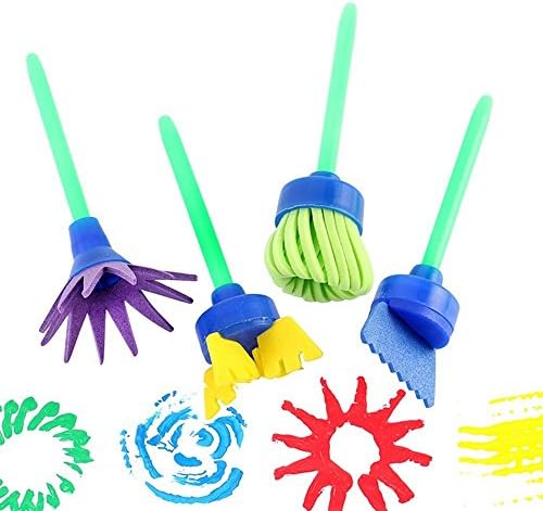 16 Pieces Mini Painting Foam Sponge Brush Tools For Kids Painting Learning Roller Sponge Brushes Flower Painting Brushes