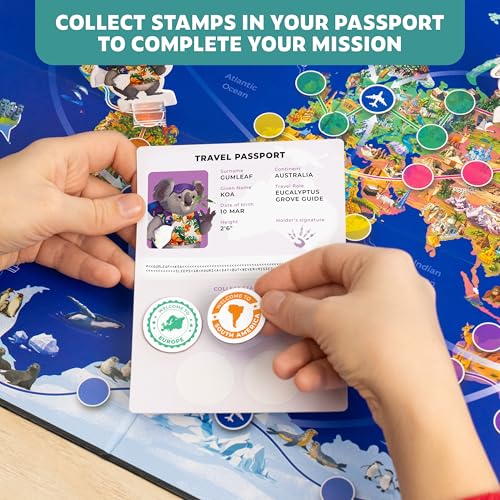Stamp It! World Tour Geography Board Game for Kids Aged 8-12 – Travel Across Continents & Collect Stamps – Educational World Adventure & Map Trivia for Classroom for Geography Lovers - Image 5