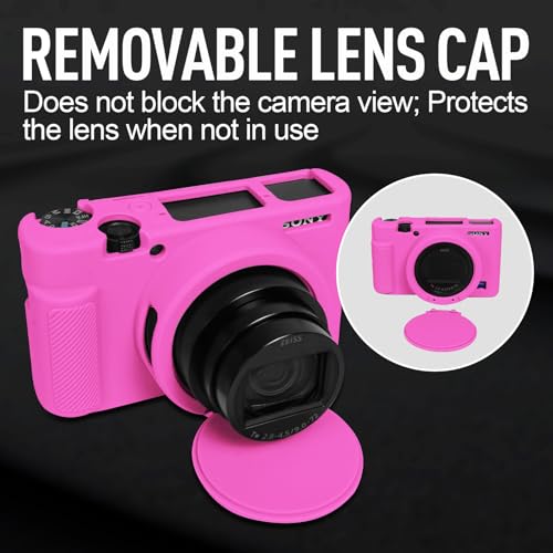 Image of Easy Hood Case for Sony DSC-RX100 IV V VI VII DSLR Camera, Silicone Camera Case Lightweight Soft Carrying Cover with Removable Lens Cover (Hot Pink)