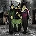 Haunted Hill Farm Life-Size Scary Talking 3 Witches with Cauldron Halloween Animatronic, Indoor or Covered Outdoor Poseable Halloween Decorations with Light up Eyes and Sound, Battery Operated