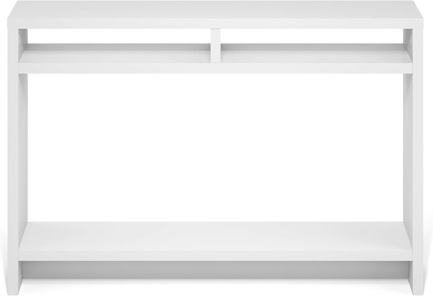 Furinno Viola Entryway Table, 3-Tier Narrow Console Table with Extra Thick Frame and Storage Shelf, 47.2" Wide Sofa Table, for Living Room, Home Office, Entryway, White
