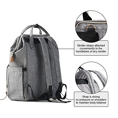 Diaper Bag Backpack, Multi-Function Waterproof Baby Nappy Changing Bag with Insulated Bottle Pocket, Durable Stylish & Large Capacity by Ramhorn