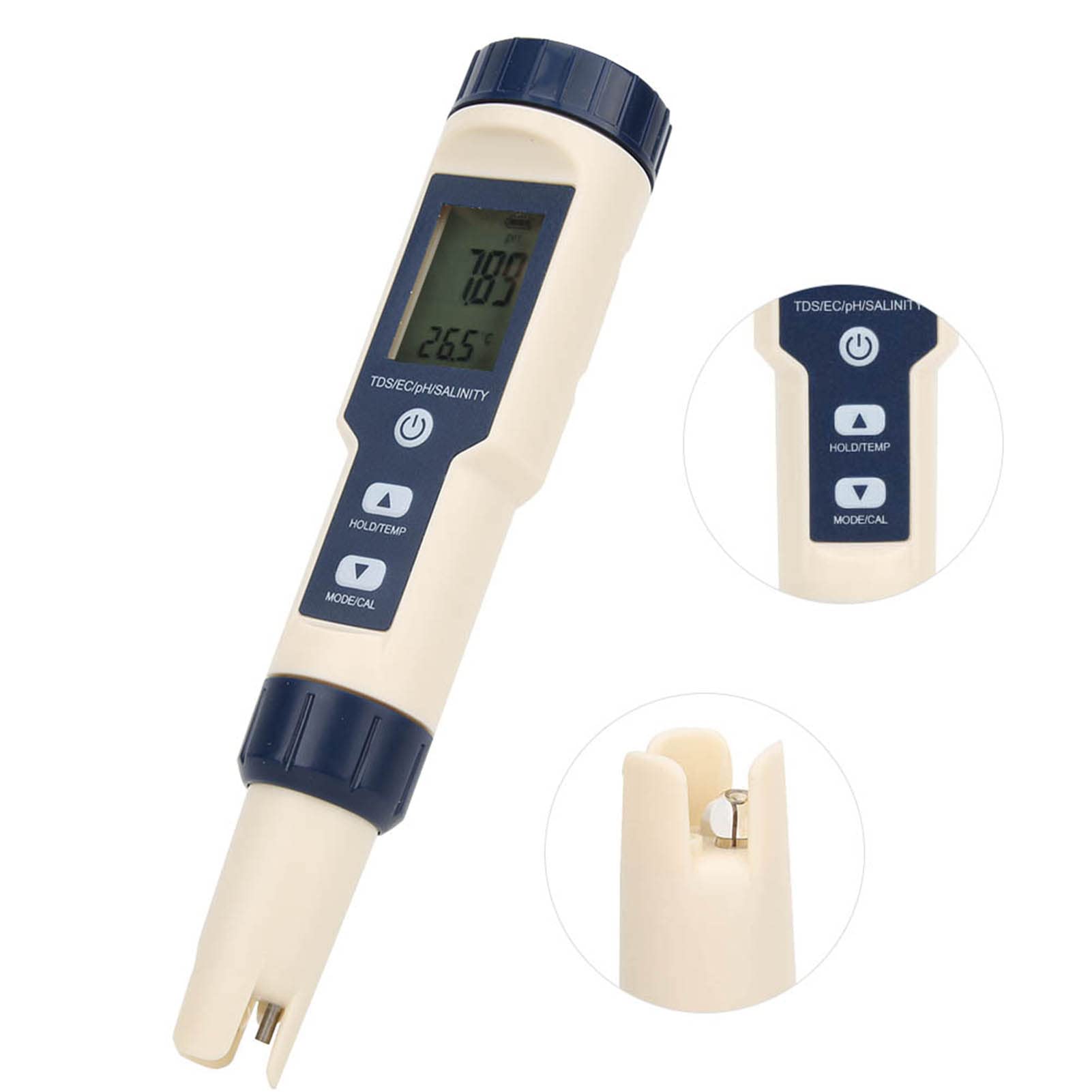 Watermeetapparaat - 5 in 1 PH, TDS, EC, temperatuur en zoutmeting voor