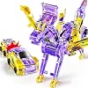 Collision Transforming Dinosaur Car Toy, 2 in 1 Magnet Cars Transform into Dinosaur Toys, Fun Robot Dinosaur Toy Cars Birthday Gift for Kids Boys Girls Age 4-6 6-12 Year Old