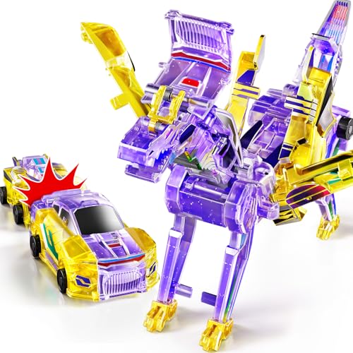 KIZONLY Collision Transforming Dinosaur Car Toy, 2 in 1 Magnet Cars