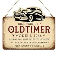 Geschenk zum 60 Geburtstag Mann, 1966 Jahrgang Geschenk - Witziges Oldtimer Holzschild, Deko 60 Geburtstag Mann, Lustige Geschenke zum 60 Geburtstag Mann, Geschenke zum 60 Jahre Geburtstag Mann
