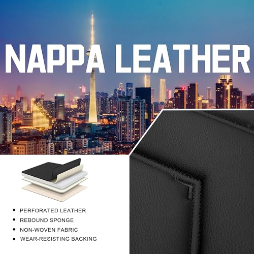 Image of CTDS Car Seat Covers for VW Tiguan 2009-2026, Stylish Sport Seat Cover, Premium Nappa Leather Car Seat Cover. Automobile Seat Covers Sets.(Luxury 2 Seats /Pure Black)