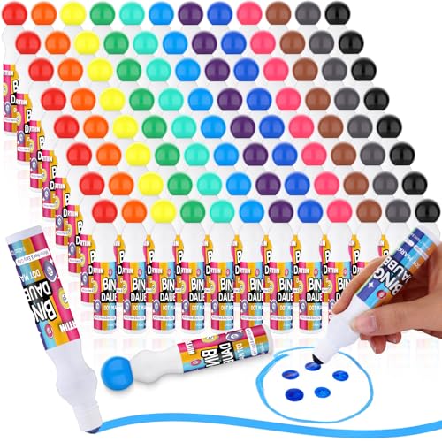 Crtiin 96 Pcs Bingo Dauber Markers Bulk 0.5 oz Assorted Colors Set of Dot Markers Back to School Gifts for Students Art and Crafts Painting Supplies Drawing Coloring (12 Colors)
