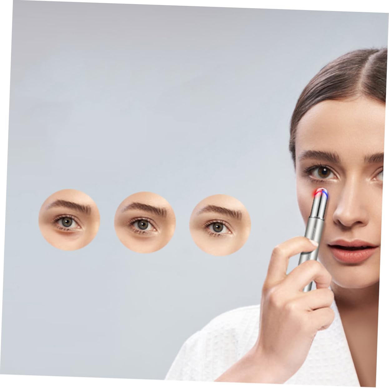 Barra de Masaje Ocular de Metal Plata para Mujer, Compacta