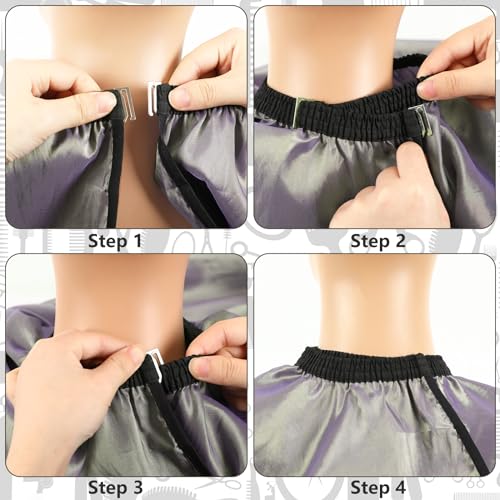 Image of FEBSNOW Barber Cape Professional Hair Cutting Cape with Neck Duster Brush | Full Coverage Haircut Apron for Adults, 46x57 inches, Adjustable Neckline, Keep Clothes Clean Dry, Home Salon Barber Supplies