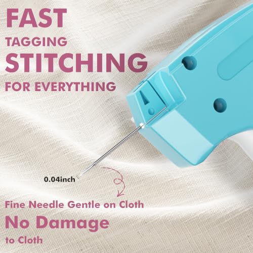 Image of Stitch Gun for Clothes, Tagging Gun, Quick Clothing Fixer, Blue | 5000 Fasteners, 0.04 inch Fine Needle, 6 Needles, Portable, Handheld, Compact, Lightweight, Easy to Use, Versatility, Durable
