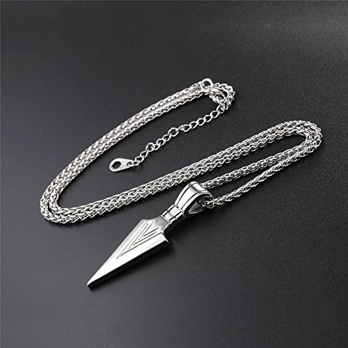 U7 Men Rock Hip Hop Jewelry Stainless Steel Cool Spear Point Arrowhead Pendant Necklace, with Text Engrave Service