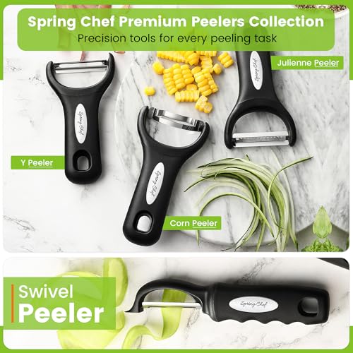 Spring Chef Original Swivel Vegetable Peeler with Soft Grip Handle, Black - image 8
