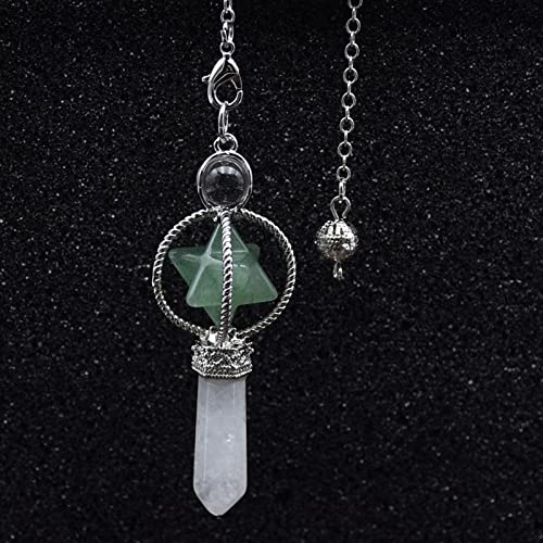 Raumdekoration Runde Perle Merkaba Wünschelrutenpendel Quarz Naturstein Weiß Rosa Kristall ReikiPendule Anhänger Pendel (Color : Pink Crystal)