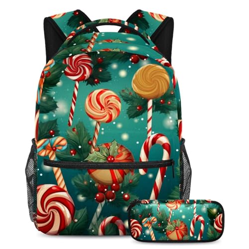 Zaino con astuccio motivo cane natalizio set da 2 pezzi per ragazzi e ragazze Multicolore06 B:29.4x20x40cm P:19x7.5x3.8cm Zaini Daypack elegante