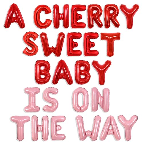 Wonmelody Cherry Baby Shower Decor A Cherry Sweet Baby is On the Way Balloon Banner Berry Sweet Baby Girl Gender Reveal Balloons She’s the Cherry on Top Baby Shower Supplies for Fruit Newborn Party