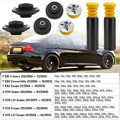 Jaronx Compatible with BMW Rear Upper And Lower Shock Mount Kit Shock Absorber Grommets Bump Stops Kit for 1' E81 E88 E82/ 3' E90 E92, 33506767010 33526768544 33506771737 33506771738 33536767334