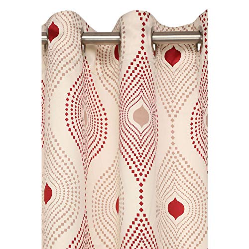 Image of Swayam 80% Blackout Polyester Door Curtain for Living Room & Bedroom | 7.5 Feet | Room Darkening Curtain with Eyelets | Pack of 1 | Geometric Design - Beige