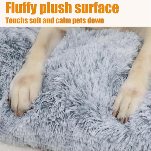 LuckyZoo77 Hundebett Waschbar 50x40cm – Flauschiges Hundekissen mit weicher Polsterung, rutschfest, für kleine Hunde & Katzen, Ombré-Grau