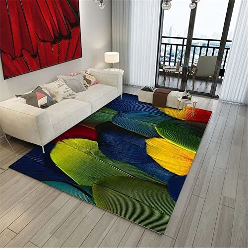 Grand tapis de plumes vert salon chambre 140x200 durable - 2