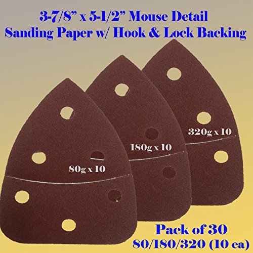 140mm Triangular Hook & Loop Sanding Discs - 60 Grit Coarse 100 Pack Detail Sanding Pads