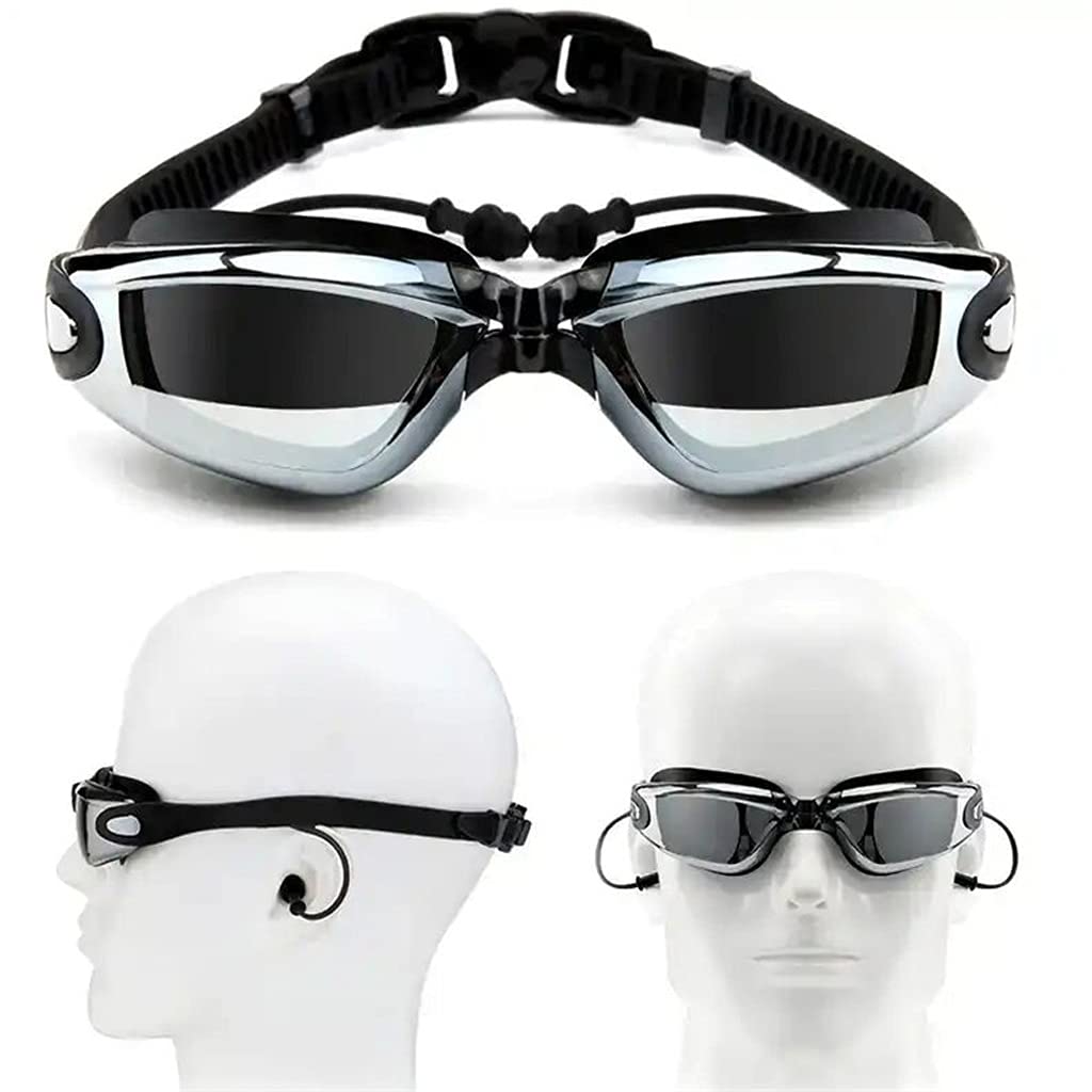 Myopie Lunettes de Natation Bouchon d'oreille Professionnel Adulte Silicone Bonnet de Bain Piscine Lunettes Anti Buée Hommes Femmes Optique Lunettes Imperméables (Couleur : C) (D)